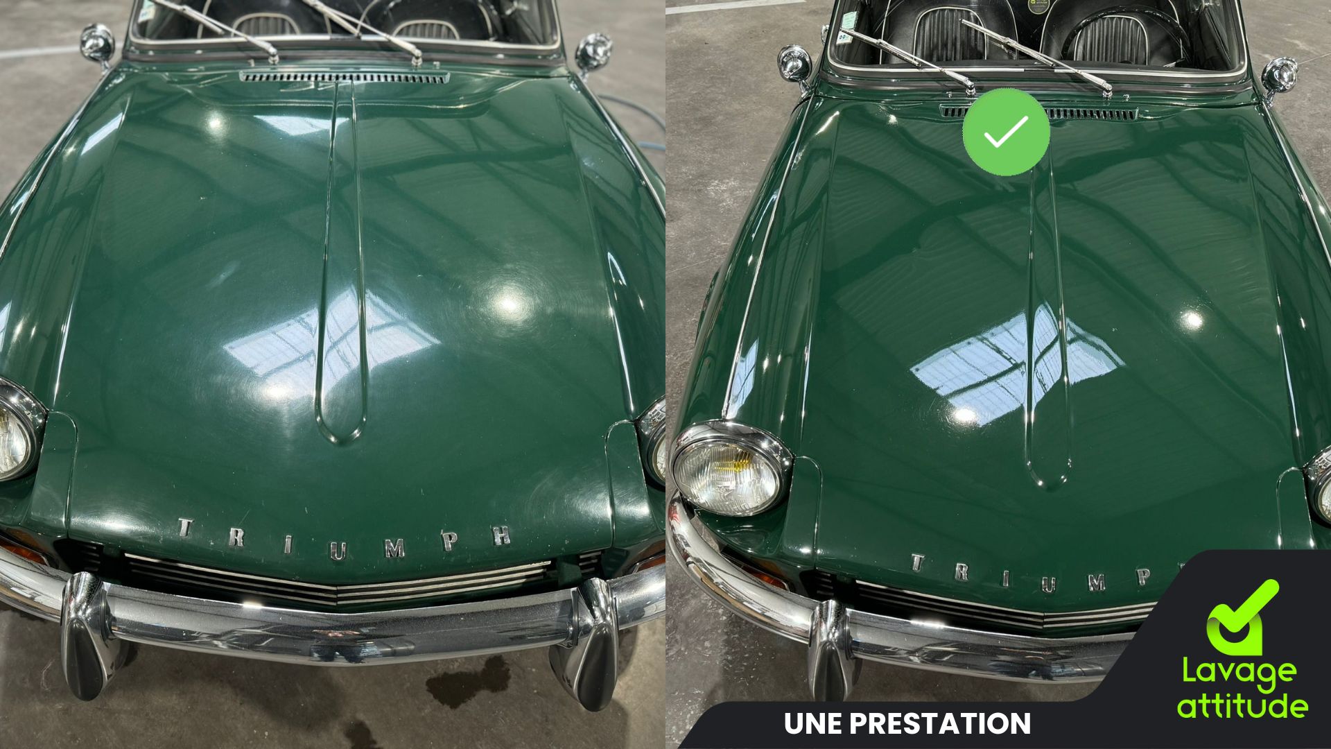 Triumph Spitfire - avant et après polissage - detailing