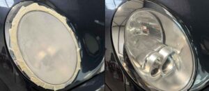 rénovation optiques de phare sur une voiture