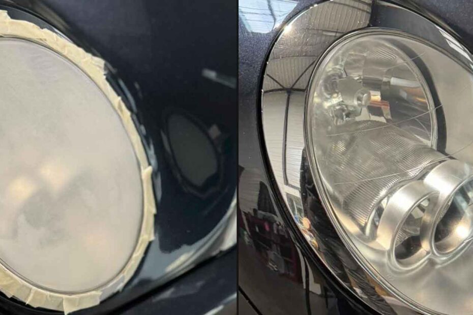 rénovation optiques de phare sur une voiture