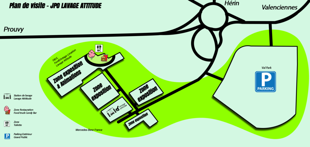 plan des journée portes ouvertes Lavage Attitude - rassemblement auto